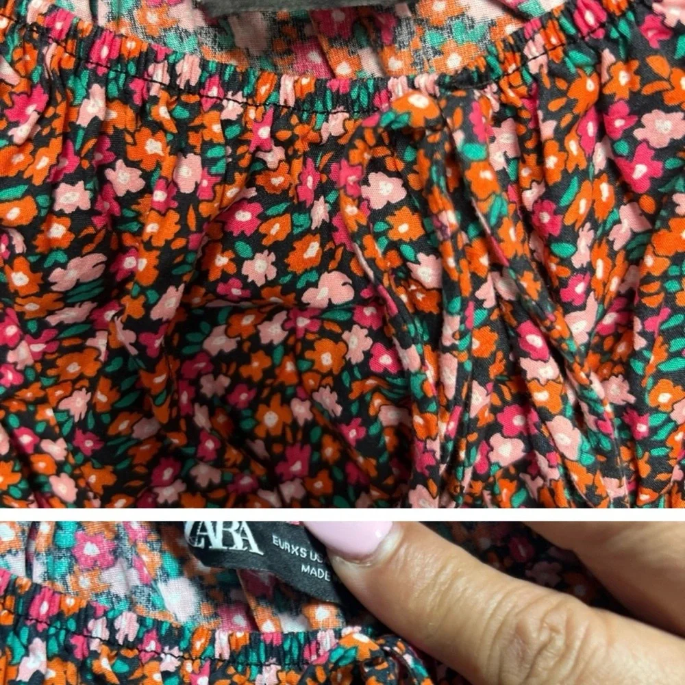 Zara Black Multicolor Floral Blouse - Picture 5 of 6